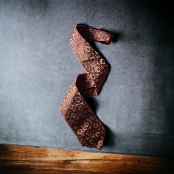 TED BAKER LONDON Burnt orange and Tan Geometric Silk Tie - Picture 3 of 5